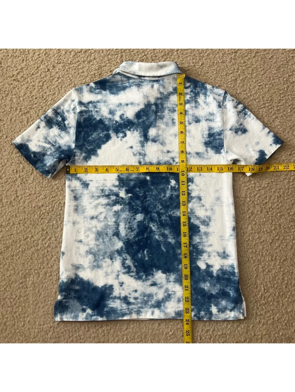 Ralph Lauren Boys Blue Tie Dye Mesh Polo Shirt Size Medium 10-12